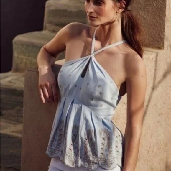 Anthropologie Moulinette Soeurs Womens Peplum Halter Top SMALL Embroidered - Picture 11 of 11